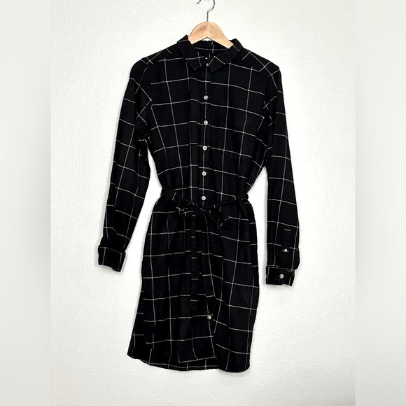 Goodthreads Windowpane Flannel Button Up Shirtdress with Tie Belt - Picture 1 of 6